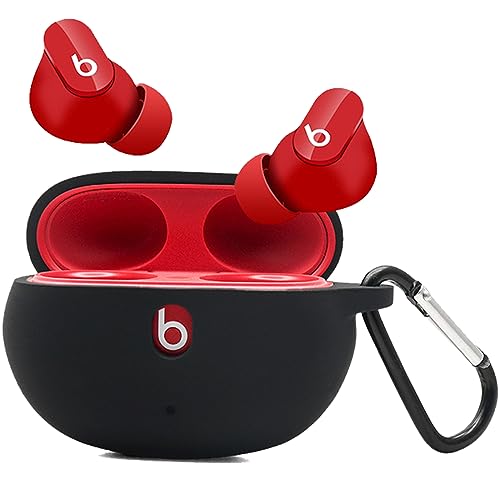 Miimall Funda compatible con Beats Studio Buds+, llavero antipérdida, LED frontal visible, funda de silicona flexible, ultrafina, a prueba de golpes, funda protectora completa para Beats Studio