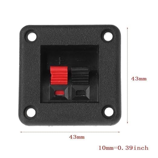 Croptronia (Pack of 10) 2 Pins Square Spring Clip Speaker Terminal Block Audio Amplifier PCB Mount Jointing Clamp Connector 1