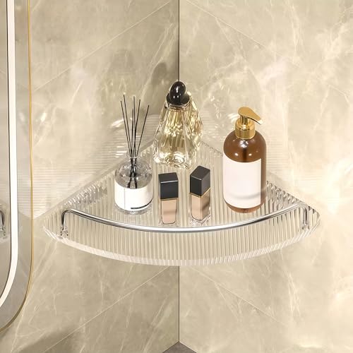 Étagère d'angle de douche étagère d'angle pour petites salles de bains argentée - 2