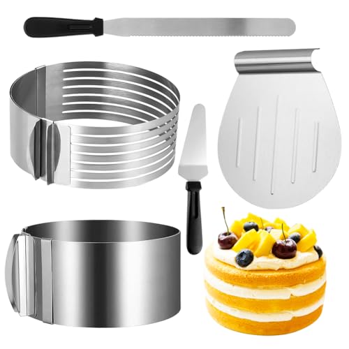 Tutamaz Torten-Zubehör-Set, 5tlg Torten Set mit Tortenboden Schneidhilfe, Konditormesser, Tortenheber Edelstahl, Torten Zubehöraus aus Edelstahl für Küche Backen Dekorieren Geburtstag Weihnachtsfeier