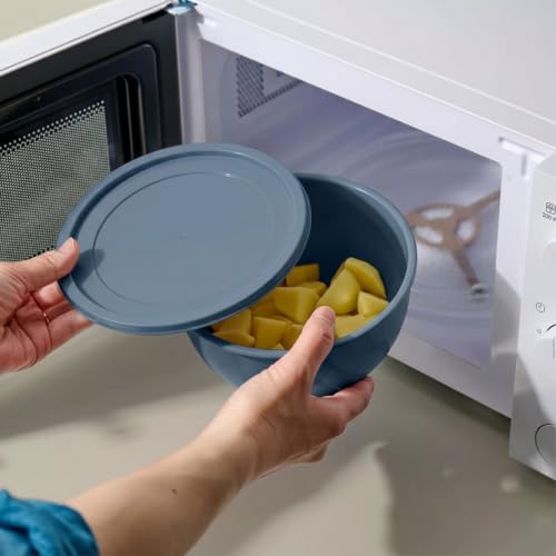 Image of All Time Plastic Mixing Bowl Set of 4 with Lids | 800ml, 1300ml, 2300ml & 3200ml BPA Free Microwave Safe PP Bowls | Food Grade Kitchen Mixing, Serving & Storage Bowls for Baking & Meal Prep