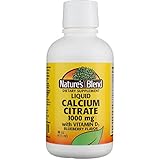 Nature's Blend Calcium Citrate with D3 Blueberry Flavored Liquid 16 oz Each (Pack of 4)
