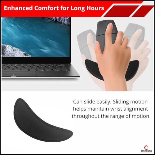 Image of Crysendo Ergonomic Left Hand Wrist Pad for Mouse & Keyboards | Smooth Movement Palm Support for Home /Office /Gaming | RSI & Carpal Tunnel Syndrome Wrist Pain Relieving Mouse Hand Rest (Black)