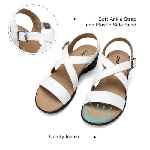 Image of SHIBEVER Wedge Sandals for Women Dressy: Comfortable Low Heel Sandals | Adjustable Casual Dress Shoes with Cushioned Insole and Non-Slip Sole, All-Day Walking