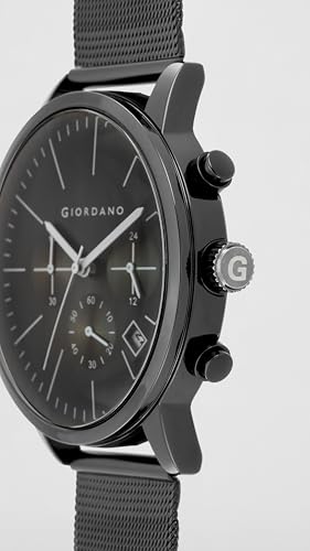 Image of Giordano Formal Chronograph Watch for Men with Round Dial, Mesh Metal Strap, and Date Display