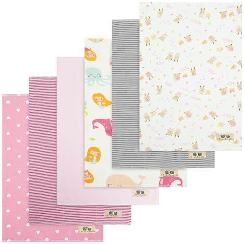 Image of BlueSnail Soft and Absorbent Burp Cloths for Babies, Large and Double Thinck Burping Cloth 6 Pack (Pink)