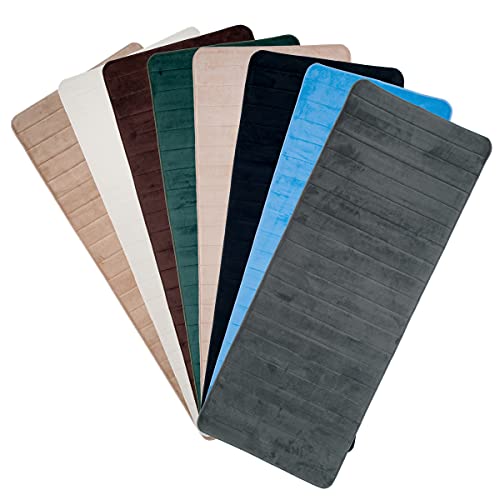 Oversized Bathroom Rug- Memory Foam Bath Mat In Gray Textured Stripes- Extra Long Non-Slip Absorbent Runner For Shower, Tub, Or Kitchen By Lavish Home #TOP4