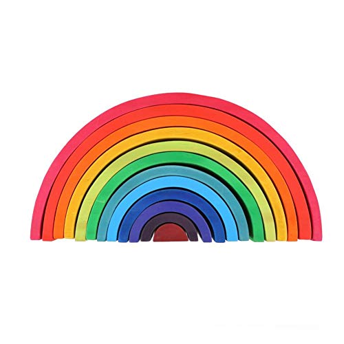 rosemaryrose Regenbogen Regenbogen Holz-Regenbogen Bausteine/Bauklötze Holz, Zum Entwickeln Von Berührung, Farbaufklärung- Und Fantasie Und Kreativität, Für Kinder - 8