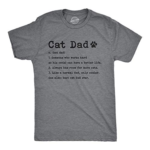 Mens Cat Dad Definition T Shirt Funny Fathers Day Pet Kitty Animal Lover Graphic Tee Funny T Shirts Cool Cat Short Sleeve Novelty Tees for Guys Dark Grey L