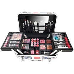 Maletin Maquillaje Profesional Nyx Estuche de maquillaje y paleta para mujeres | 60 piezas: rubor, sombra de ojos, lápiz labial, esmalte de uñas | Estuche de almacenamiento | Organizador | Idea de caja de regalo de belleza | BRITÁNICO