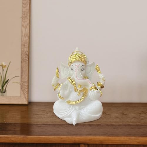 Objet de méditation Bouddha, statue de salon et bureau en résine blanche
