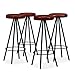 vidaXL 4X Tabouret de Bar Cuir Véritable et Acier Chaise Fauteuil de Bistrot
