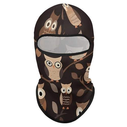 Balaclava para esquí, máscara facial completa con protección solar, cubierta para cara y cuello con diseño de lechuzas marrones, ideal para ciclismo, verano y actividades al aire libre, para hombres y mujeres