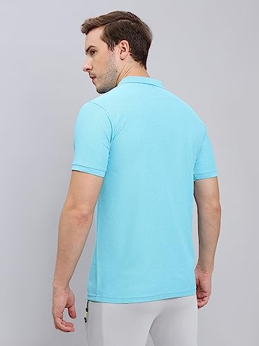 Image of TECHNOSPORT Men's Polyester Slim Fit Self-Design Short Sleeve Polo Matpiq T-Shirt with Anti Microbial, Techno Dry for Regular and Casual Use