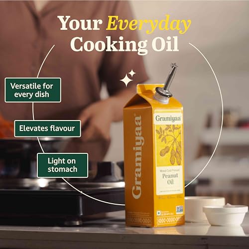 Image of Gramiyaa Cold Pressed Groundnut Oil 3 Litre | Chemical-free, Zero Trans-fat Cooking Oil | Unrefined Oil | Fresh Protect Pack | Kachi Ghani Peanut Oil for Cooking