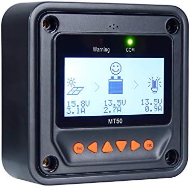 EPEVER Remote Meter MT50 for MPPT Solar Charge Controller 10A/20A/30A/40A with LCD Display Suitable Tracer-AN/BN Series and LS-B(P), VS-BN, Tracer-BN, Monitoring and Setting Parameters(MT50)