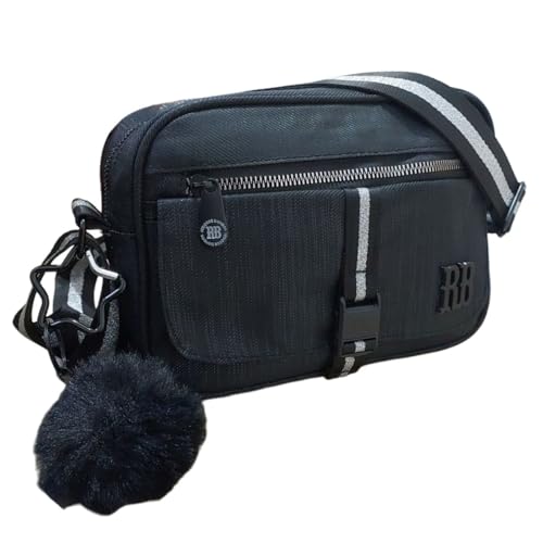 Bolsa Feminina Transversal Rebecca Bonbon Tiracolo Dia a Dia Casual Resistente Lurex Preto