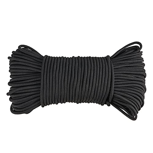 JOIKIT corde polyester 1/4" 196ft noir tressée