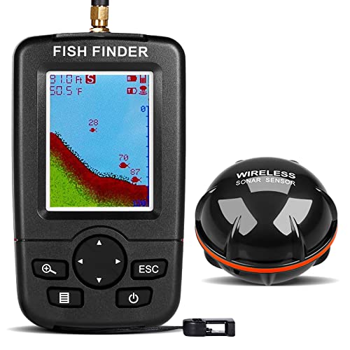 Détecteur de Poisson sans Fil Détecteur de Poisson Portable avec capteur Sonar Détecteur de Poisson Portable Echo Sounder pour Bateau d'appâts de pêche à...