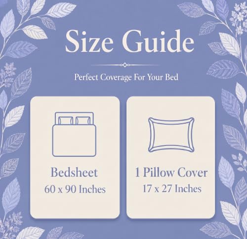 Image of BSB HOME 210 TC Cotton Feel Single Bedsheet with 1 Pillow Cover, Soft & Breathable Floral Printed Bed Sheet, Fade Resistant, Bedding for Home & Bedroom, 60 x 90 Inches (152 x 229 cm) (Serene Blue)