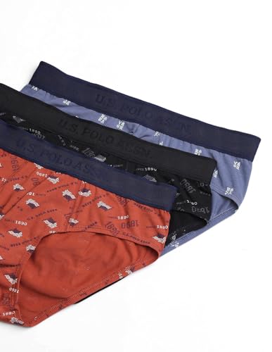 Image of U.S. Polo ASSN. Mens OEB16 Low Rise Printed Underwear Briefs - Pack of 3