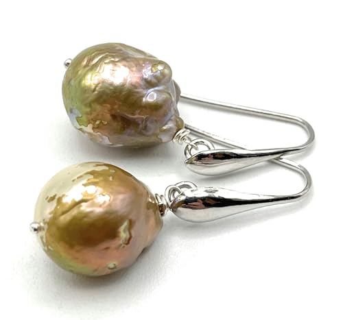 Boucles d'oreilles perles baroques marrons en argent 925 de fabrication italienne