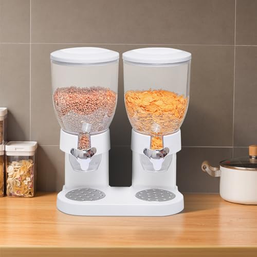 WODFARR Cornflakes Dispenser für Müsli, Behälter mit 2 Behältern, Drehsystem, BPA-frei, Küchenutensilien, zwei Behälter mit 3,5 l (Weiß, 1 Stück) WODFARR Cornflakes Dispenser für Müsli, Behälter mit 2 Behältern, Drehsystem, BPA-frei, Küchenutensilien, zwei Behälter mit 3,5 l (Weiß, 1 Stück)