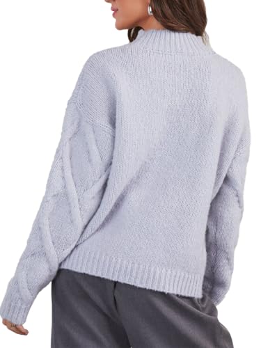 cordat Womens Sweaters 2024 Cute Elegant Soft Turtleneck Long Sleeve Cable Knit Pullover Tops3