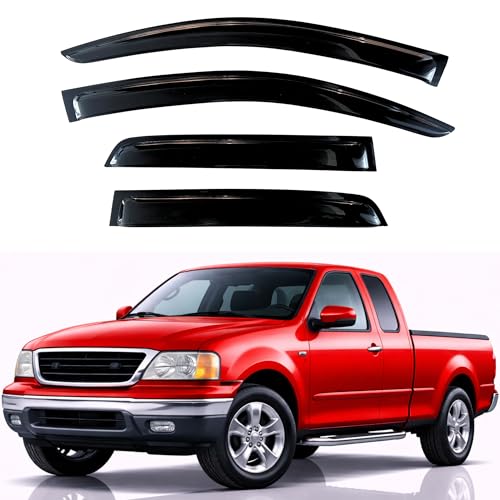 Image of KPY Rain Guards Fit for 1997-2003 Ford F150 SuperCab & 2004 F150 Heritage SuperCab, Out-Channel Window Visors Vent Wind Deflectors 4PC, 1997-1999 Ford F250 SuperCab Light Duty (Extended Cab Only)