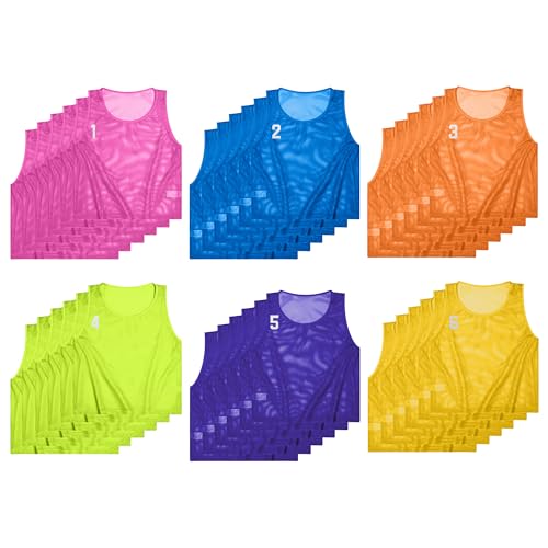 Image of Boyiee Pinnies Scrimmage Vests, Youth Pinnies Nylon Mesh Team Practice Jersey for Sports Basketball Soccer Football