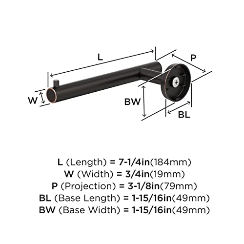 Image of Amerock Arrondi 7-1 /4 inch Oil-Rubbed Bronze Single Post Toilet Paper Holder | Decorative bathroom hardware in durable Stainless Steel construction; mounting hardware included for easy installation