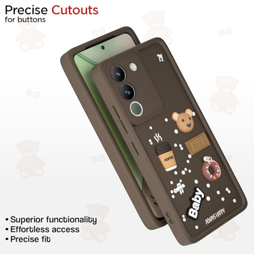 Image of Pikkme Back Cover for Vivo Y200 5G | 3D Cartoon Silicone Case Cute & Fun Full Protective Bumper Cover (Brown)