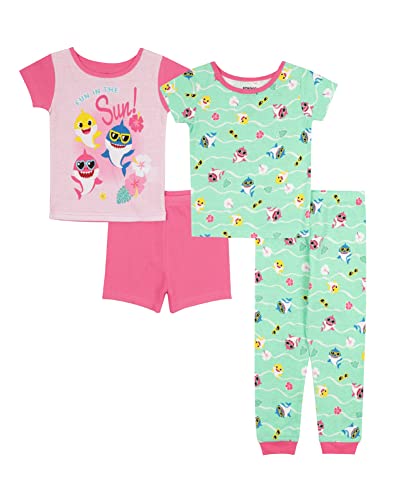 Nickelodeon Girls' Paw Patrol | Baby Shark | Blue's Clues & You 4-Piece Snug-Fit Cotton Pajamas Set, Fun In The Sun, 2T #TOP18