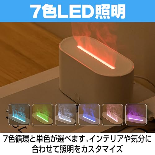 CAWKAY 加湿器 卓上 炎 焚火 七色 USB給電式