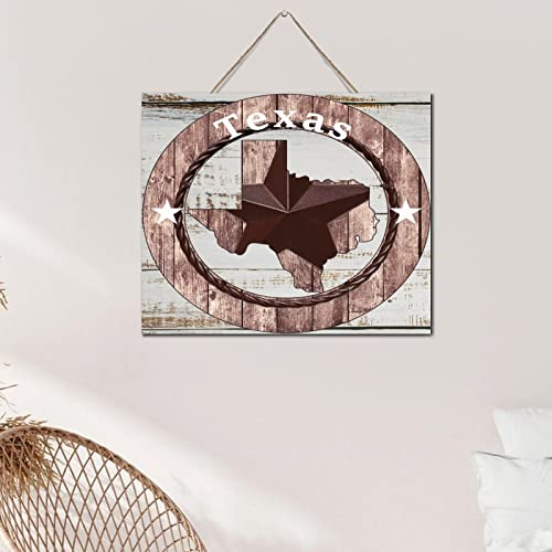Plaque en bois rétro Texas citation rustique murale