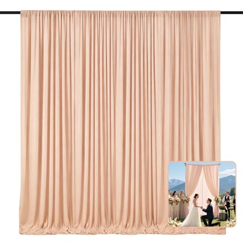 Image of 2 Panels Champagne Backdrop Curtain, 10 x 10 Feet Polyester Background Curtains for Parties, Weddings, Baby Showers, Halloween, Christmas, Birthday Party Photoshoot Backdrop Curtains Decorations