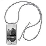 HomiTunky Funda de movil con Cuerda para Colgar OnePlus Nord 6, Carcasa Transparente TPU Suave Silicona Case con Correa Colgante Ajustable Cuerda Correa de Cuello Cadena Cordón, Gris