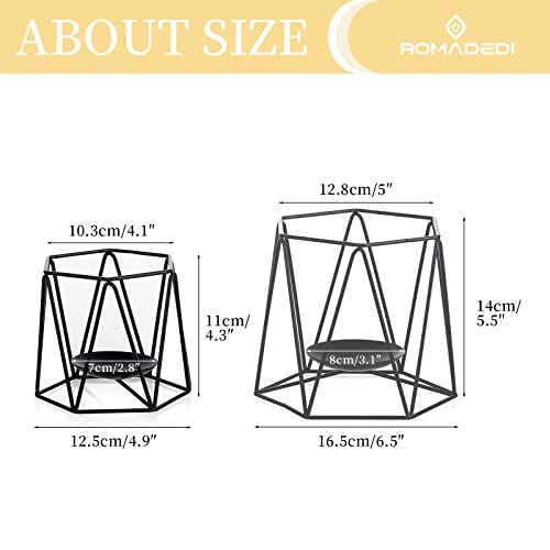 Romadedi Geometric Candle Holders Black - 2Pcs Metal Tea Light Candle Holder Decor For Living Room Dining Coffee Table Wedding Centrepiece Mantel Fireplace Shelf Patio Outdoor #TOP4
