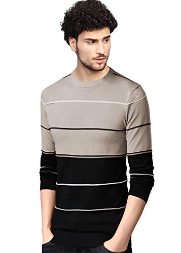 Image of EYEBOGLER Men's Regular Fit Striped Round Neck T-Shirt