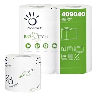 Bio Tech 24 rotoli di carta igienica in doppio strato di cellulosa. Biodegradabile, si scioglie rapidamente non appena entra in contatto con l'acqua