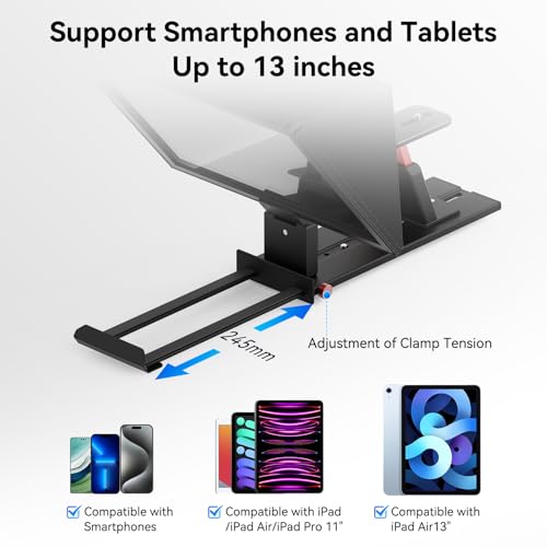 Image of Desview P13 Portable Teleprompter for Camera, Tablet Prompter Compatible with 12.9 inch iPad Pro, Foldable Light Shield, Bluetooth Remote & Storage Bag for DSLR, YouTube Video Recording & Streaming