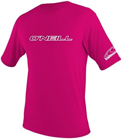 O'Neill UV 50+ Sun Protection Youth Basic Skins Short Sleeve Tee Sun Shirt Rash Guard, Watermelon, 12