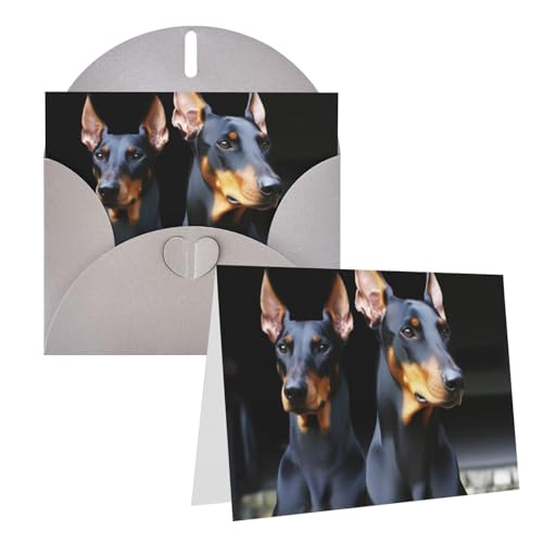 FHEDVBN ドーベルマン グリーティングカードセット ブランクカード 4x6インチ バースデーカード ウェディングカード お見舞いカード サンキューカード 封筒付きメモカード あらゆる機会に