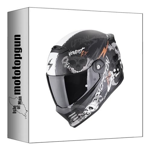 Casque intégral Scorpion Covert FX Skullz Noir Mat Gris Or Taille M de haute précision