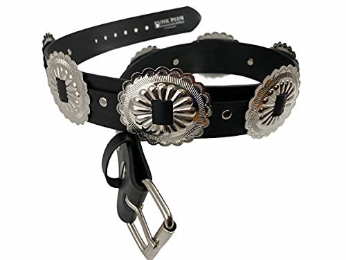 Large Concho Medallion 80's Hip Leather Belt Punk Goth Rap Rave Cosplay Heavy Duty