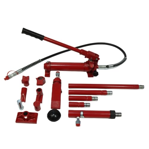 10 Ton Porta Power Kit, 22,000 LBS Hydraulic Ram Set with Carrying Case, 15-Piece Auto Body Repair Kit for Frame Straightening & Lifting (Red)