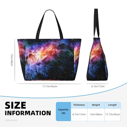 Galaxy In The Universe Extra Large Tote Bag For Women,Foldable Beach Bag With Pocket Weekender Travel Overnight Bag4