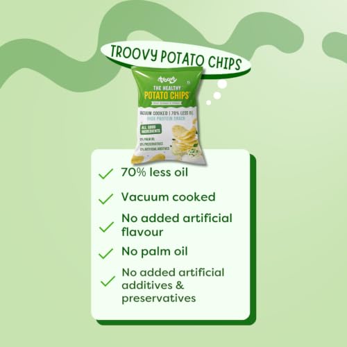 Image of Troovy Healthy Potato Chips | Vacuum Cooked Snacks | 70% Less Oil | No Palm Oil, No Added Preservatives | Made with Real Ingredients (Cream & Onion)