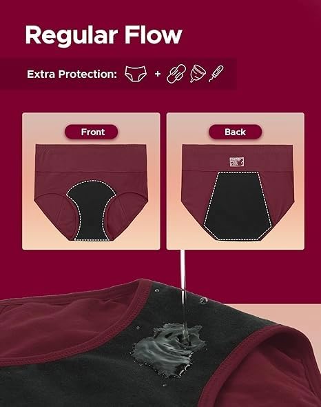 Image of DIVING DEEP High Waist Period Panty for Women| Leakproof Menstrual Underwear for Girls | Breathable Ultra-Soft Cotton Panties | Heavy Flow Protection Multi-Layer Reusable 2 Years (Pack of 3)