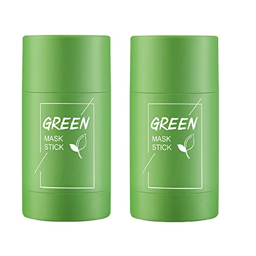 OUKPANE 2Pcs Green Tea Mask Stick, Blackhead Remover Mask, Green Tea Purifying Clay Stick Mask,Deep Pore Cleansing,Moisturizing, Skin Brightening, for All Skin Types of Men and Women